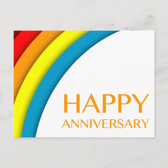 happy anniversary (retro rainbow) postcard (Front)