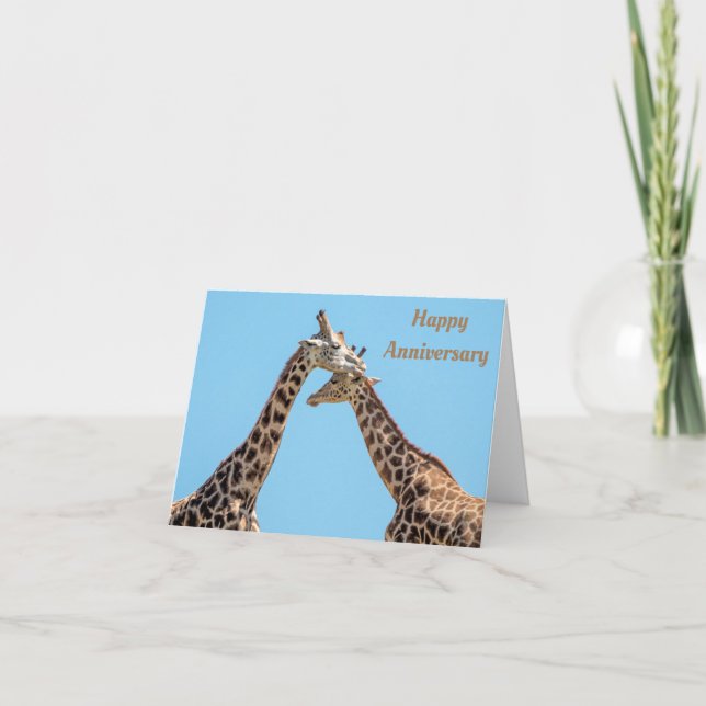 Happy Anniversary | Romantic Giraffe Couple Card (Front)