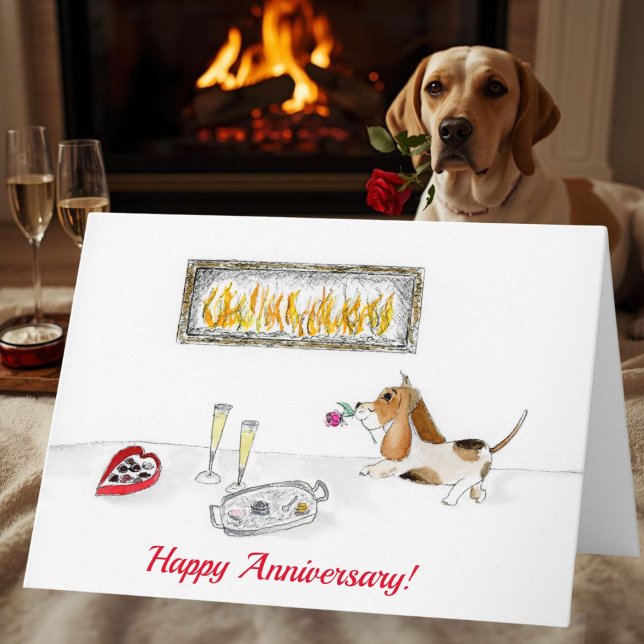 Happy Anniversary Romantic Hound Dog Card (Creator Uploaded)