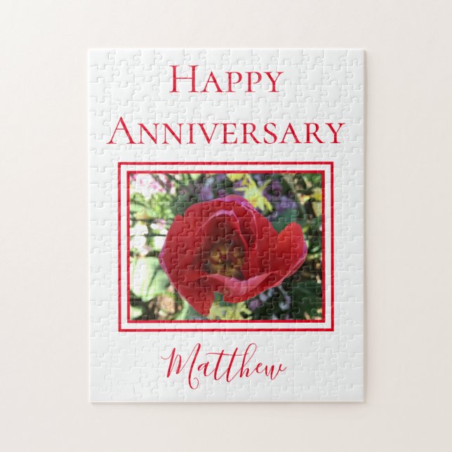 Happy Anniversary Rose Photo Theme Jigsaw Puzzle (Vertical)