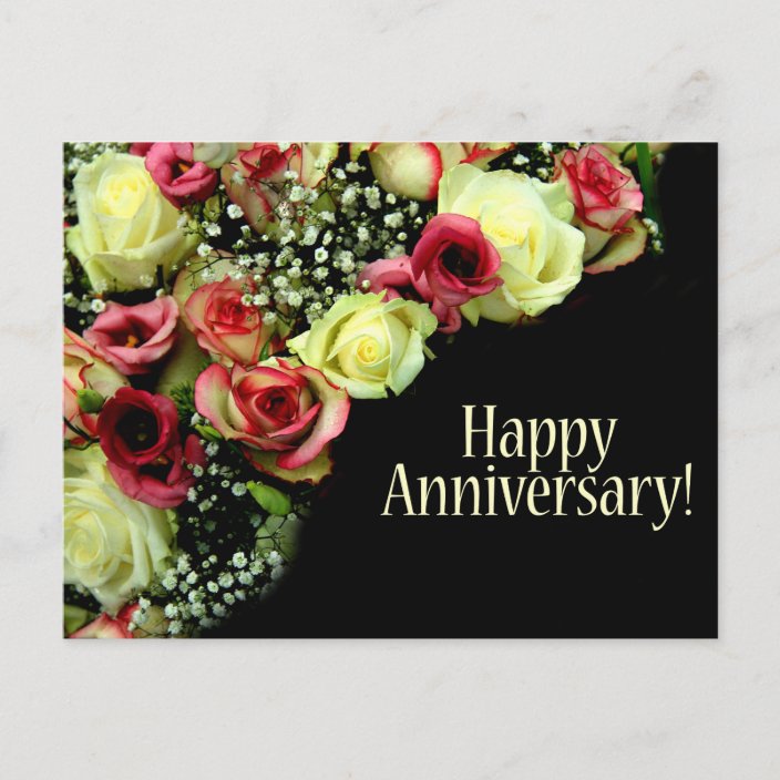 Happy Anniversary roses Postcard | Zazzle.co.uk