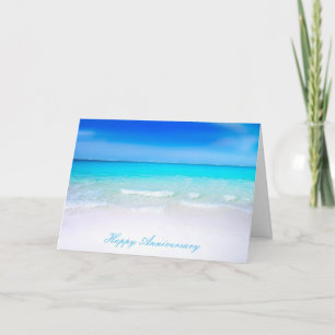 Happy Anniversary Sandy Beach Wedding Card