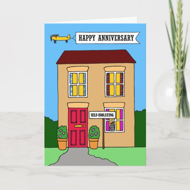 Happy Anniversary Self-isolation House Holiday Card (Front)