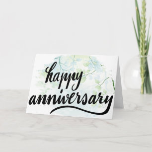 Happy Anniversary Serene Green Leaves Card
