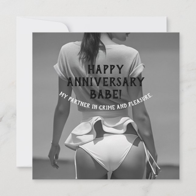 Happy Anniversary Sexy Naughty Customizable Thank You Card (Front)