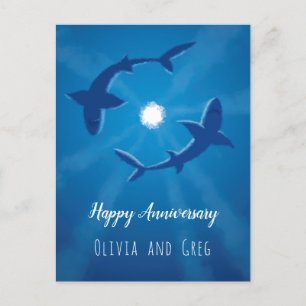Happy Anniversary Sharks Couple Silver Moon Card