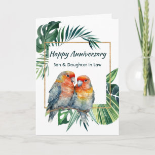 Happy Anniversary Son & Daughter-in-law Parrots Card