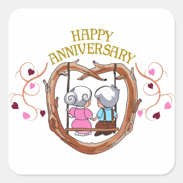 Happy Anniversary Square Sticker (Front)