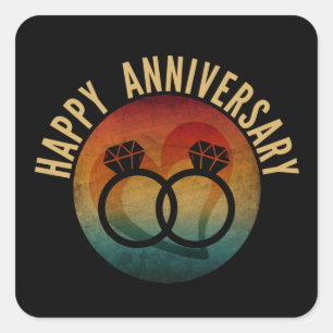 happy anniversary square sticker