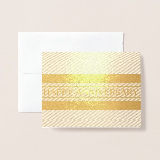 Happy Anniversary Stripe Foil Card (Front With Envelope)