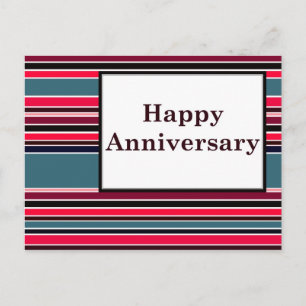 happy anniversary : striped postcard
