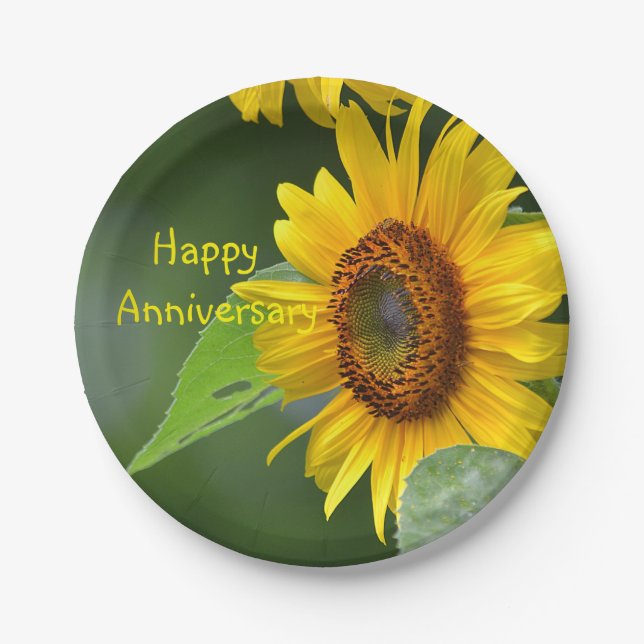 Happy Anniversary Sunflower Paper Plate (Front)