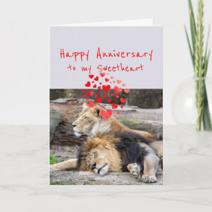 Happy Anniversary Sweet Romantic Lion Holiday Card