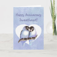 Happy Anniversary Sweetheart Blue Lovebirds