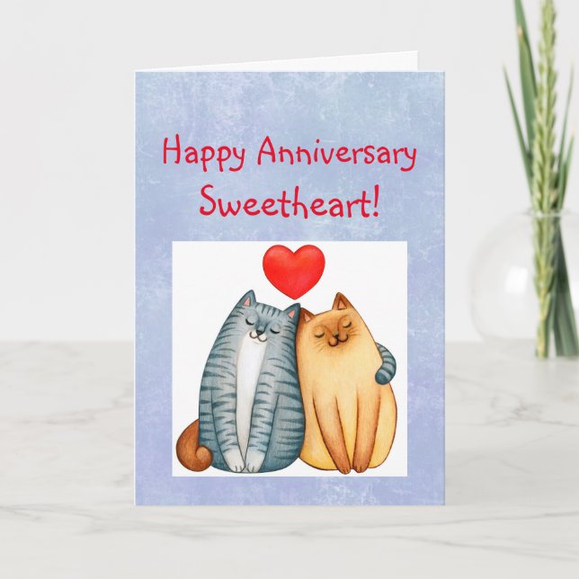 Happy Anniversary Sweetheart Purrfect Couple Cat Card (Front)