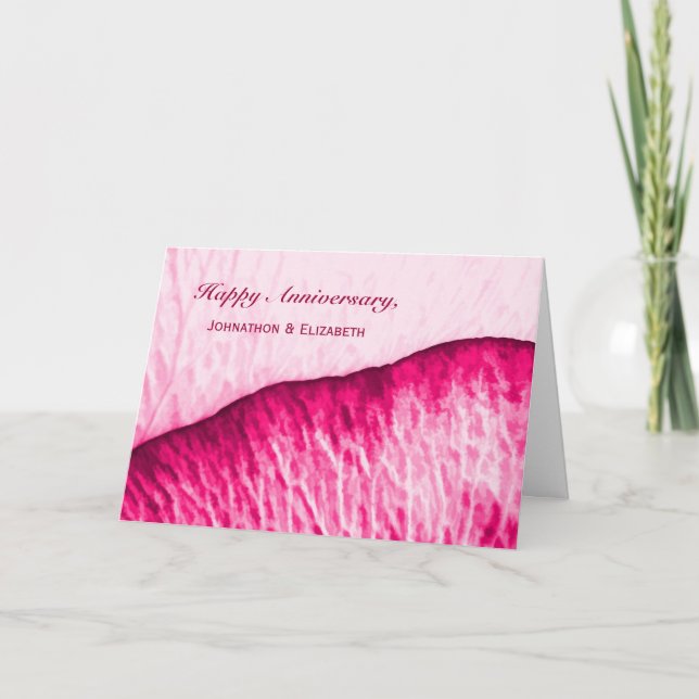 Happy Anniversary To Couple Pink Rose Abstract Card (Front)