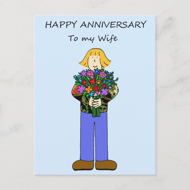 Happy Anniversary to Lesbian Wife Postcard (Front)