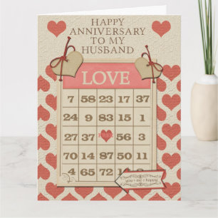 Happy Anniversary to My Husband Bingo Card Love