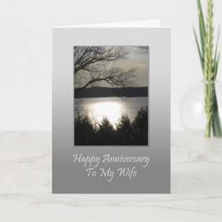 Happy Anniversary To My Wife - Sunset Lake Card