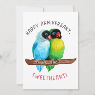 Happy Anniversary, Tweetheart! Lovebird Couple Holiday Card