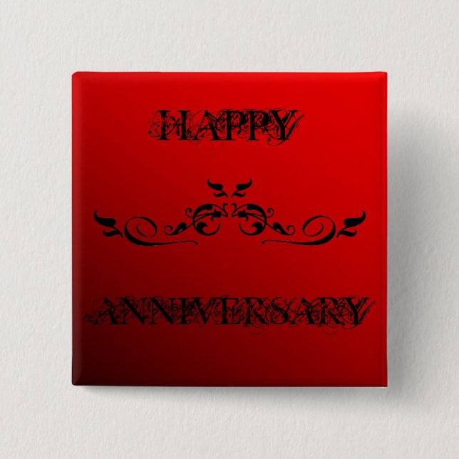 Happy Anniversary Two Tone Red 15 Cm Square Badge (Front)