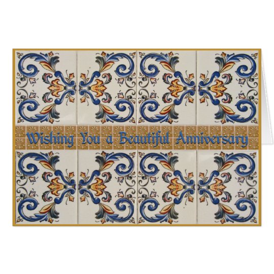 Happy Anniversary Vintage CeramicTiles Card
