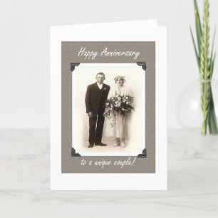 Happy Anniversary, vintage humor, bride and groom. Card