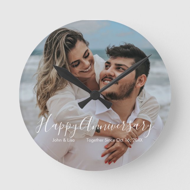 Happy Anniversary Wedding Acrylic Wall Clock (Front)