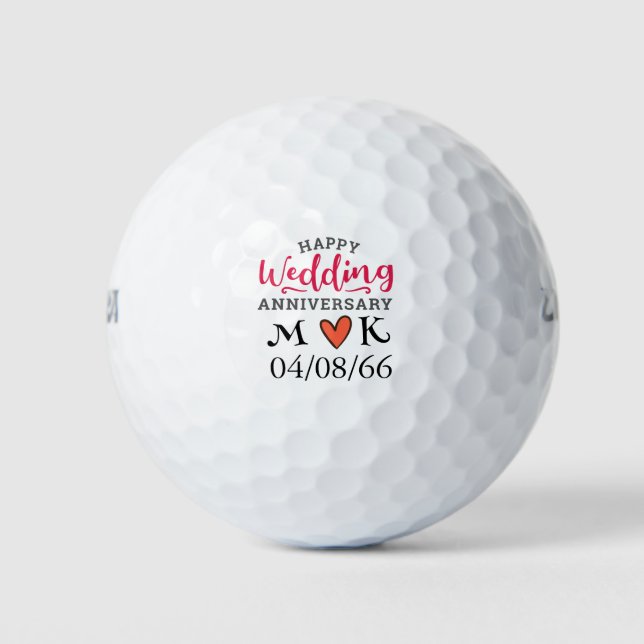 Happy Anniversary Wedding Golf Balls (Front)