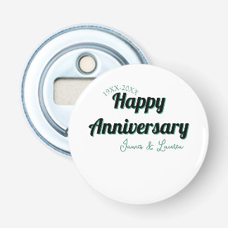 Happy anniversary wedding name date year green bla bottle opener