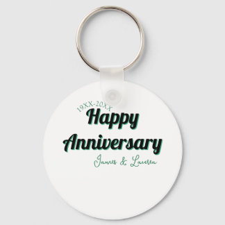 Happy anniversary wedding name date year green bla key ring