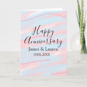 Happy anniversary wedding name date year pastel card