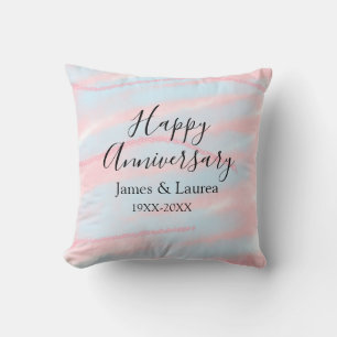 Happy anniversary wedding name date year pastel cushion