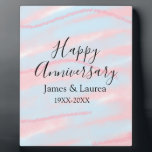 Happy anniversary wedding name date year pastel  plaque<br><div class="desc">Design</div>