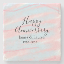 Happy anniversary wedding name date year pastel 