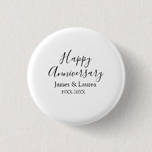 Happy anniversary wedding name date year simple mi 3 cm round badge