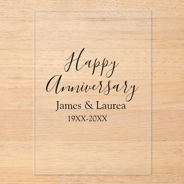 Happy anniversary wedding name date year simple mi acrylic invitations (Front)