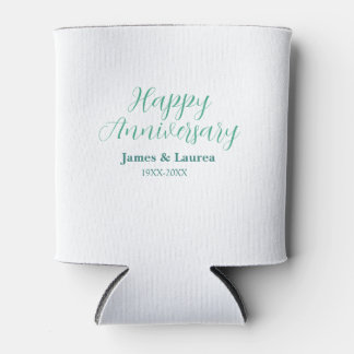 Happy anniversary wedding name date year simple mi can cooler