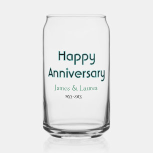 Happy anniversary wedding name date year simple mi can glass