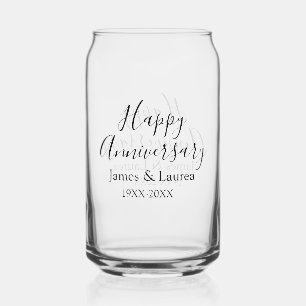 Happy anniversary wedding name date year simple mi can glass