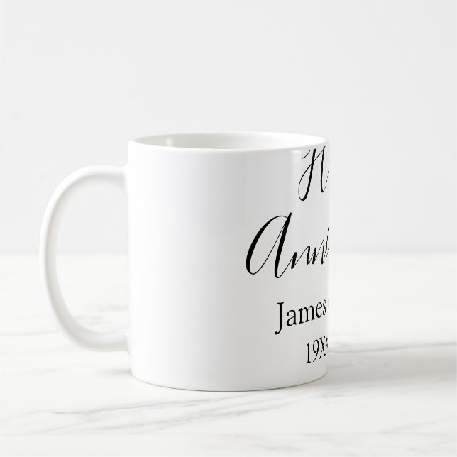 Happy anniversary wedding name date year simple mi coffee mug (Left)