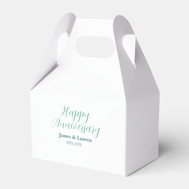 Happy anniversary wedding name date year simple mi favour box (Front Side)
