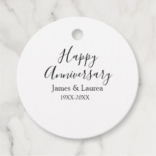 Happy anniversary wedding name date year simple mi favour tags