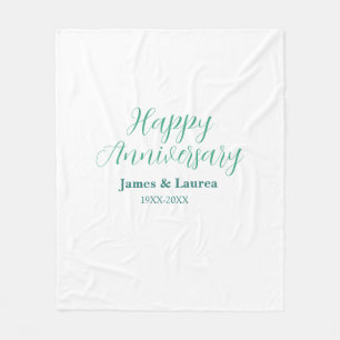 Happy anniversary wedding name date year simple mi fleece blanket