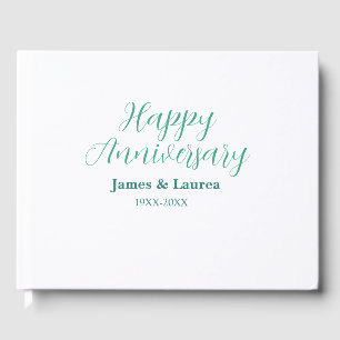 Happy anniversary wedding name date year simple mi guest book