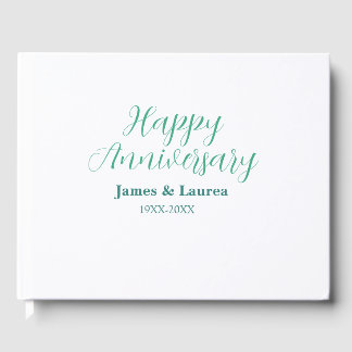 Happy anniversary wedding name date year simple mi guest book