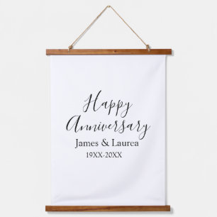 Happy anniversary wedding name date year simple mi hanging tapestry
