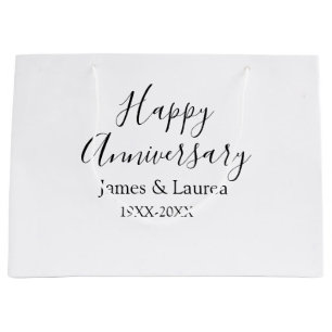 Happy anniversary wedding name date year simple mi large gift bag