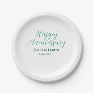Happy anniversary wedding name date year simple mi paper plate