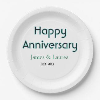 Happy anniversary wedding name date year simple mi paper plate